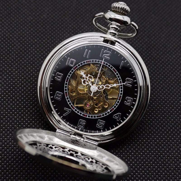 Planet Gates Hollow Flower Silver Hand Winding Mechanical Pocket Watch Mens Womens Box Bag
