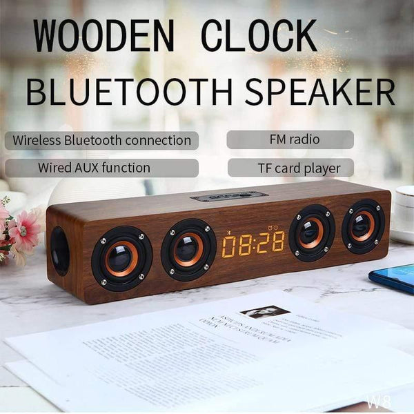 Planet Gates Home Theater Portable Column Bluetooth Speaker Wireless Wood Speaker Alarm Clock Radio Subwoofer Soundbar For TV Speaker AUX USB