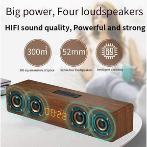 Planet Gates Home Theater Portable Column Bluetooth Speaker Wireless Wood Speaker Alarm Clock Radio Subwoofer Soundbar For TV Speaker AUX USB