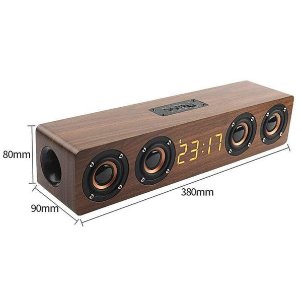 Planet Gates Home Theater Portable Column Bluetooth Speaker Wireless Wood Speaker Alarm Clock Radio Subwoofer Soundbar For TV Speaker AUX USB