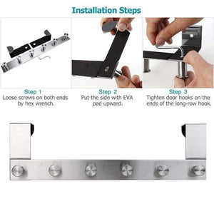 Planet Gates Hook Rack Hook Rail Coat Rack Bag Headphone Key Hanger with 6 Hooks Home Storage Organization Kitchen Bedroom Bathroom