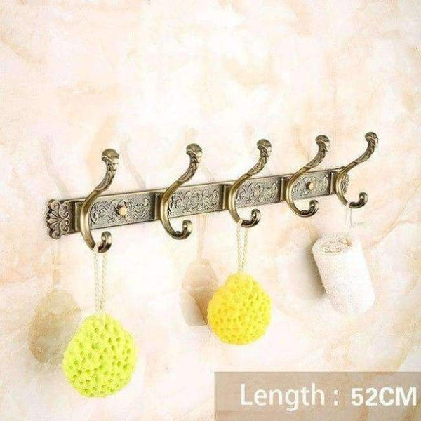 Planet Gates Hook Rail - 5 Hooks Bathroom hardware set Antique Brass Carved Bathroom Products wall mounted brass Bathroom Accessories set shelf towel rack A2D