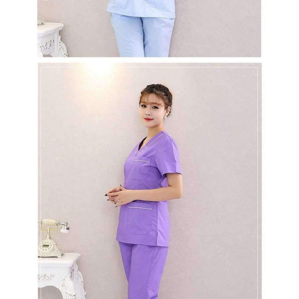 Planet Gates Hospital nurse uniform hot selling scurbs medical uniforms ,new style V-neck medical scurbs with Blue florals top + pant