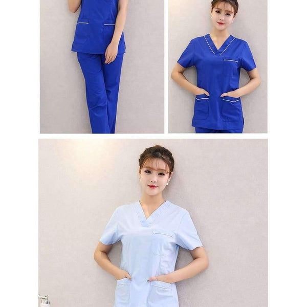 Planet Gates Hospital nurse uniform hot selling scurbs medical uniforms ,new style V-neck medical scurbs with Blue florals top + pant