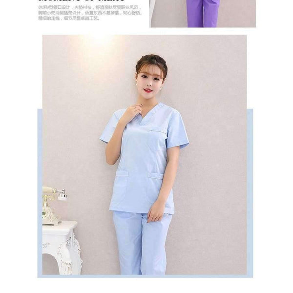 Planet Gates Hospital nurse uniform hot selling scurbs medical uniforms ,new style V-neck medical scurbs with Blue florals top + pant