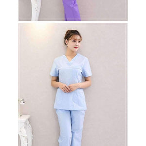 Planet Gates Hospital nurse uniform hot selling scurbs medical uniforms ,new style V-neck medical scurbs with Blue florals top + pant