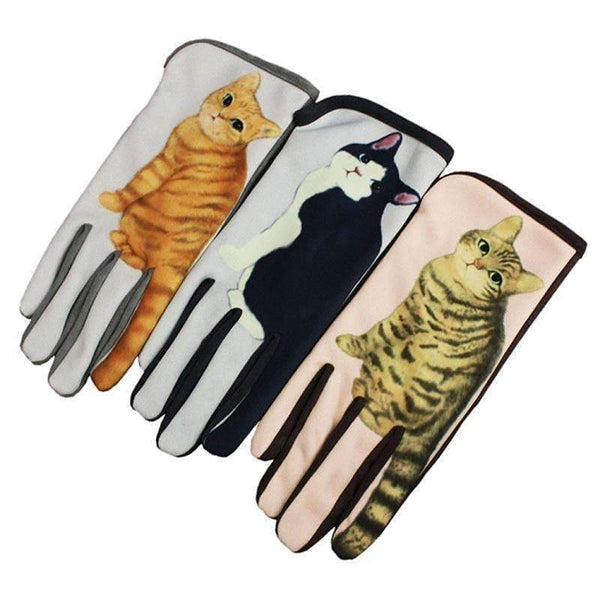 Planet Gates Hot Cat Printed Winter Suede Leather Gloves Luvas De Inverno Men Women Touch Screen Gloves Guantes Mujer Lady Touchscreen Gloves