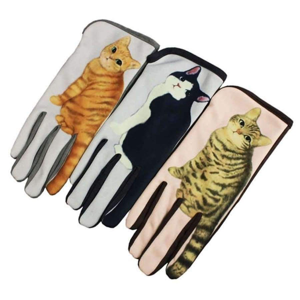 Planet Gates Hot Cat Printed Winter Suede Leather Gloves Luvas De Inverno Men Women Touch Screen Gloves Guantes Mujer Lady Touchscreen Gloves