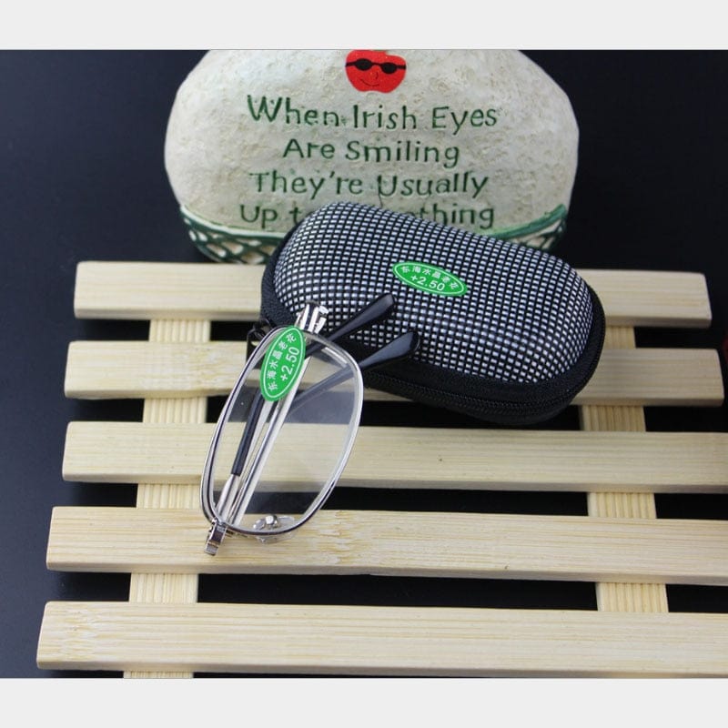 Planet Gates +100 / Glass lenses Hot Foldable Clear Men Women Reading Glasses Grid Case with Belt Clip Presbyopic +1.0+1.5+2.0+2.5+3.0+3.5 +4.0