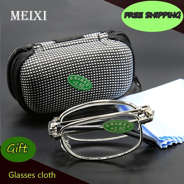Planet Gates Hot Foldable Clear Men Women Reading Glasses Grid Case with Belt Clip Presbyopic +1.0+1.5+2.0+2.5+3.0+3.5 +4.0