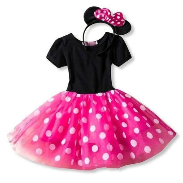 Planet Gates Hot Pink 1 / 3T Fancy 1 Year Birthday Party Dress For Halloween Cosplay Minnie Mouse Dress Up Kid Costume Baby Girls Clothing For Kids 2 6T Wear