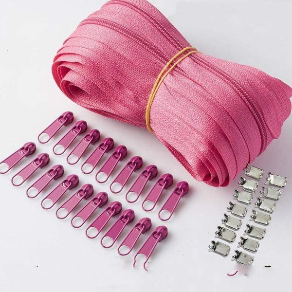 Planet Gates hot pink / 3# / 10M20PCSilder10Stopp Meetee 10/20M Nylon 3# Coil Zipper With Slider & Stopper For Quilt Bags Tent Invisible Clothing Zip Sewing Crafts Accessories
