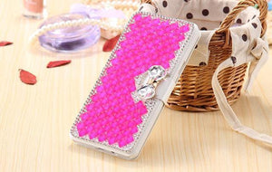 Planet Gates hot pink / for iphone 4s Rhinestone Diamond Phone Case for iPhone Xs Max 5 5s 5c 6 6s plus 7 8 plus Wallet Leather Flip Cover