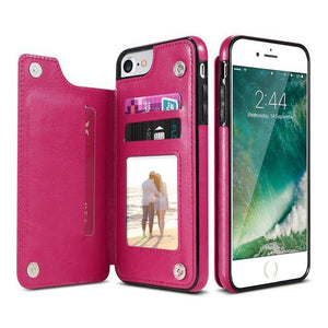 Planet Gates Hot Pink / For iPhone 7 8 Retro PU Leather Case For iPhone X 6 6s 7 8 Plus XS 5S SE Multi Card Holders Phone Cases For iPhone XS Max XR 10 Cover
