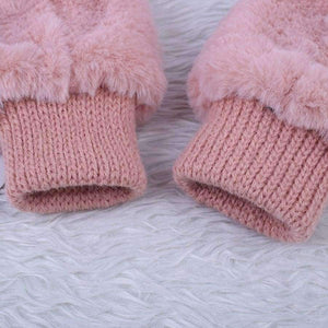 Planet Gates Hot Sell Winter Thickened Whole Covered Finger Mittens for Women Plush Gloves Fluffy Rabbit Dual-layer Hang on Neck Type Mittens