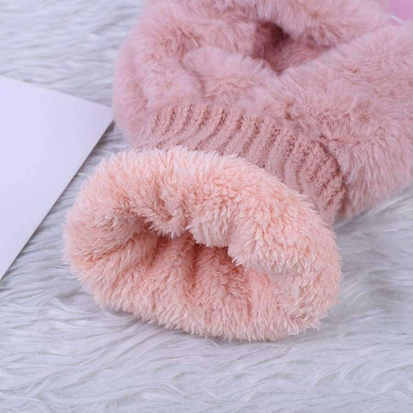 Planet Gates Hot Sell Winter Thickened Whole Covered Finger Mittens for Women Plush Gloves Fluffy Rabbit Dual-layer Hang on Neck Type Mittens