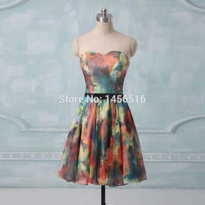 Planet Gates Hot selling 2018 A line Sweetheart Chiffon mini short party dresses Floral Flower printed cocktail dress