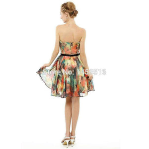 Planet Gates Hot selling 2018 A line Sweetheart Chiffon mini short party dresses Floral Flower printed cocktail dress