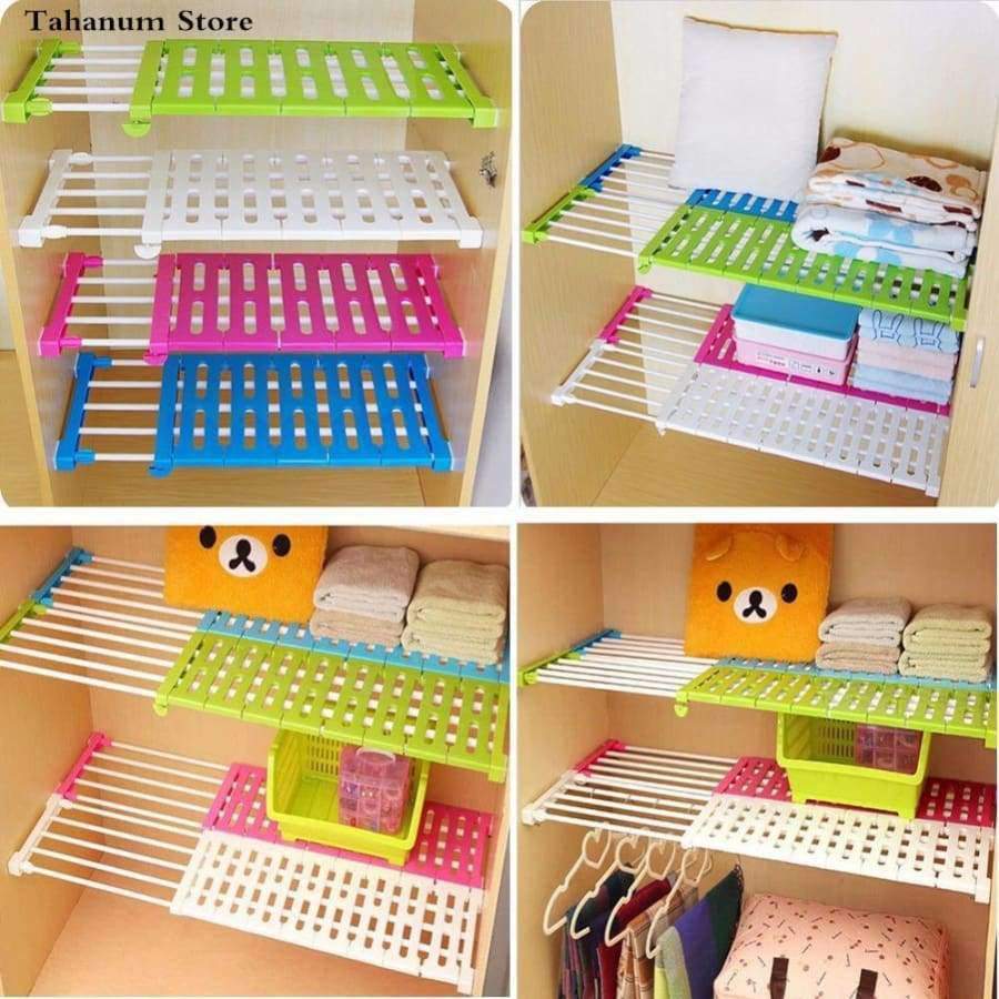 Planet Gates hot Wardrobe partition storage rack cabinets holder organizers nail free telescopic spacer frame Clothes rack kitchen shelf