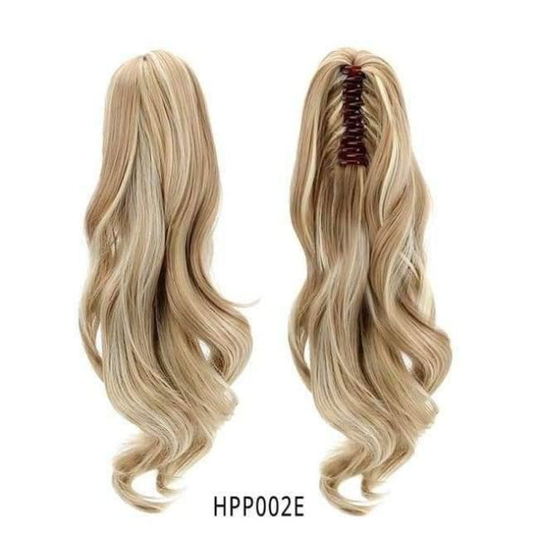 Planet Gates HPP002E / 18inches 18" Synthetic Claw Clip On Ponytail Extensions Brown Blonde Wave Clip In Hair Extensions Ponytail Wig Heat Resistant Hair Pieces