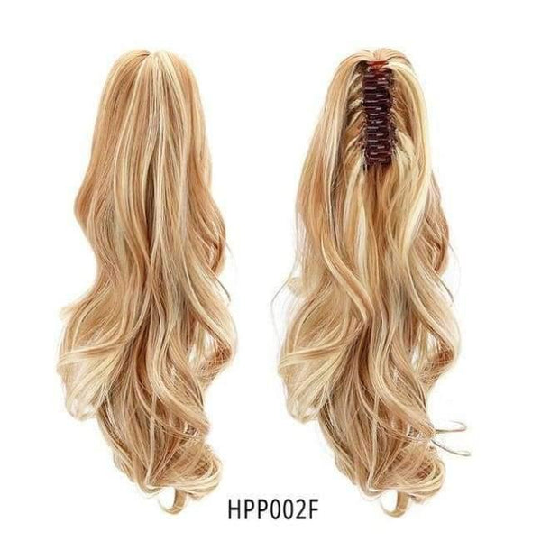 Planet Gates HPP002F / 18inches 18" Synthetic Claw Clip On Ponytail Extensions Brown Blonde Wave Clip In Hair Extensions Ponytail Wig Heat Resistant Hair Pieces