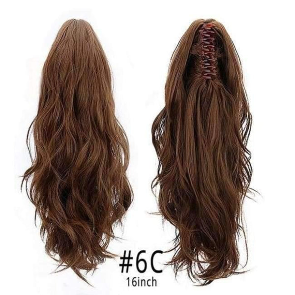 Planet Gates HPP006C / 16-21inches Synthetic Claw Ponytail Wig Hair Extensions Brown Blonde Wave Clip In Human Ponytail Hair Extensions Heat Resistant Hairpieces