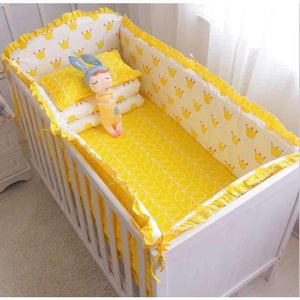 Planet Gates Huangguan 6Pcs Cartoon Baby Bedding Sets Baby Crib Bumpers Bed Around Cot Bed Sheets 100%Cotton Thickening Customizable Baby Beddings
