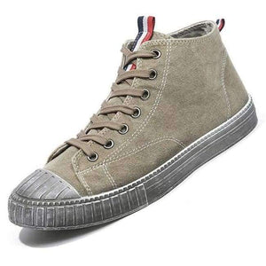 Planet Gates huangse / 7 MUHUISEN 2018  Spring Autumn Men's Vulcanize Shoes  High Top Flats Comfortable breathable Mens Canvas Shoes