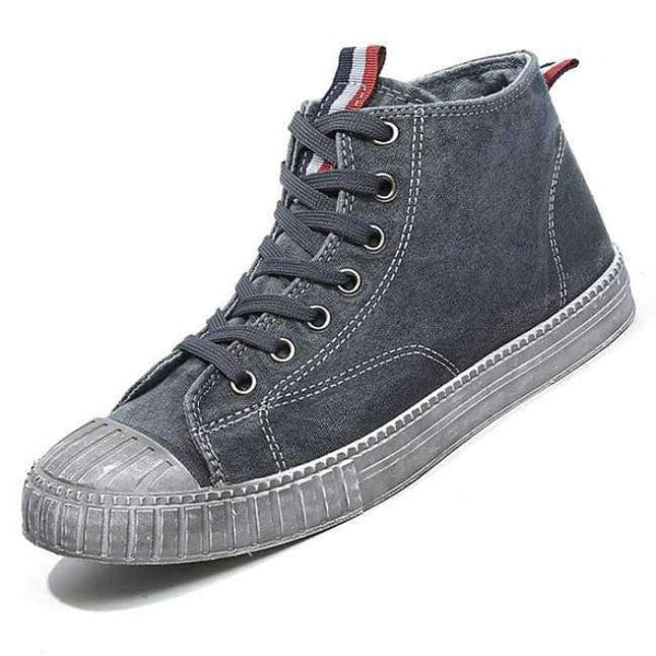 Planet Gates huise / 7 MUHUISEN 2018  Spring Autumn Men's Vulcanize Shoes  High Top Flats Comfortable breathable Mens Canvas Shoes