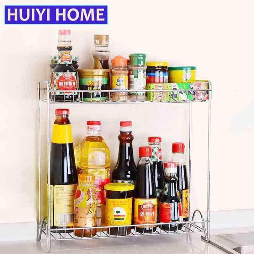 Planet Gates Huiyi Home Double Layers Spice Rack Metal Kitchen Organizer Seasoning Jar Storage Shelf For Spices Supplies Accessories EGN112
