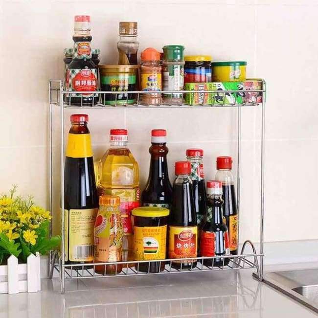 Planet Gates Huiyi Home Double Layers Spice Rack Metal Kitchen Organizer Seasoning Jar Storage Shelf For Spices Supplies Accessories EGN112