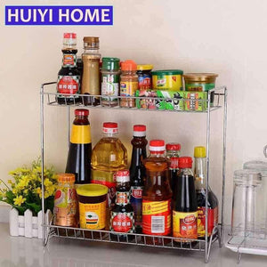 Planet Gates Huiyi Home Double Layers Spice Rack Metal Kitchen Organizer Seasoning Jar Storage Shelf For Spices Supplies Accessories EGN112