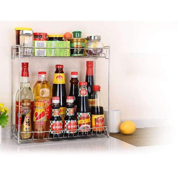 Planet Gates Huiyi Home Double Layers Spice Rack Metal Kitchen Organizer Seasoning Jar Storage Shelf For Spices Supplies Accessories EGN112