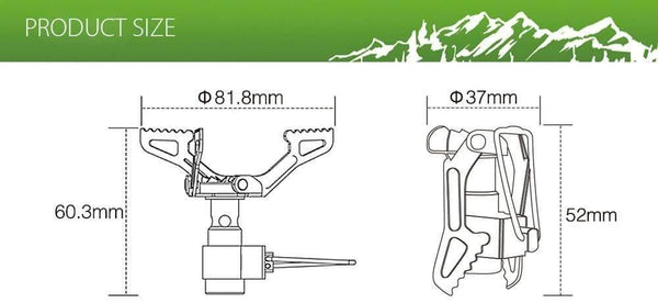 Planet Gates HWLZ0007B-QPPJ0009B Ultra-light Camping Gas Stoves Titanium Alloy Outdoor Cooker Stove Gas Stove Miniature Portable Picnic with Free Gift