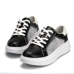 Planet Gates HZXINLIVE 2018 Women Vulcanized Shoes Sneakers Ladies Lace Up Silk Basket Shoes Breathable Walking Genuine Leather Casual Flats