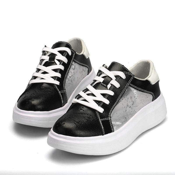 Planet Gates HZXINLIVE 2018 Women Vulcanized Shoes Sneakers Ladies Lace Up Silk Basket Shoes Breathable Walking Genuine Leather Casual Flats