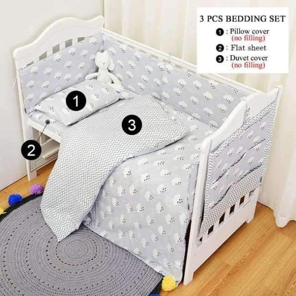 Planet Gates I Raining 3pcs/set Cotton Bedding Set, Fashion Cactus/Flamingo/Fox Pattered Cotton Crib Sets(Duvet Cover+ Pillowcase+Flatsheet)