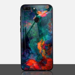 Planet Gates I style / P20 Lite TOMKAS Agate Marble Phone Case for Huawei P20 Lite Case on Honor 9 Lite Soft Edge PC+Glass Back Cover Case on for Huawei P Smart