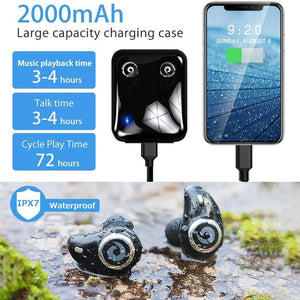 Planet Gates i7Plus-White Bluetooth 5.0 Earphone True Wireless EarBuds IPX7 Waterproof Stereo Headset 2000mAh Power Bank Phone Charge For iPhone 6s 7 Sony