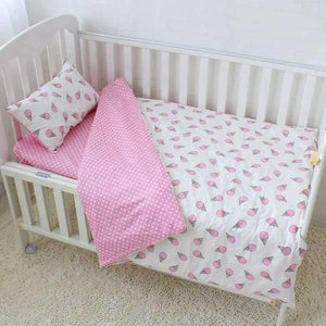 Planet Gates Ice Cream 3Pcs 3pcs set Pure Cotton Baby Bedding Set Elephant Pattern Baby Bed Linen For Girls Including Duvet Cover Pillowcase Flat Sheet