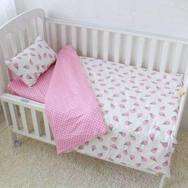 Planet Gates Ice Cream 3Pcs 3pcs set Pure Cotton Baby Bedding Set Elephant Pattern Baby Bed Linen For Girls Including Duvet Cover Pillowcase Flat Sheet