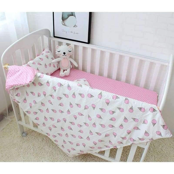 Planet Gates Ice Cream 3Pcs Baby Bedding Set Cotton Soft Breathable Crib Kit Include Duvet Cover Pillowcase Bed Sheet No Filler Custom Made Letter Bumper