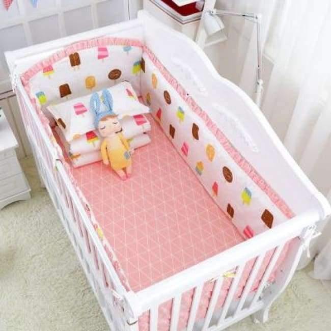 Planet Gates 6Pcs Cartoon Baby Bedding Sets Baby Crib Bumpers Bed Around Cot Bed Sheets 100%Cotton Thickening Customizable Baby Beddings
