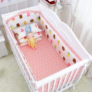 Planet Gates Ice cream 6Pcs Cartoon Baby Bedding Sets Baby Crib Bumpers Bed Around Cot Bed Sheets 100%Cotton Thickening Customizable Baby Beddings
