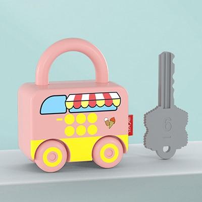 Planet Gates Ice cream cart-DD429 Children Montessori Toys Cartoon Car Unlocking Digital Key Matching Sensory Learning Educational Teaching Aids Pretend Play Toys