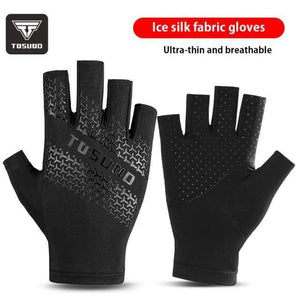 Planet Gates Ice silk / M Cycling Bike Half Finger Non-slip Gloves Shockproof Summer Breathable MTB Road Bicycle Gloves Men Women Cycling Equipment