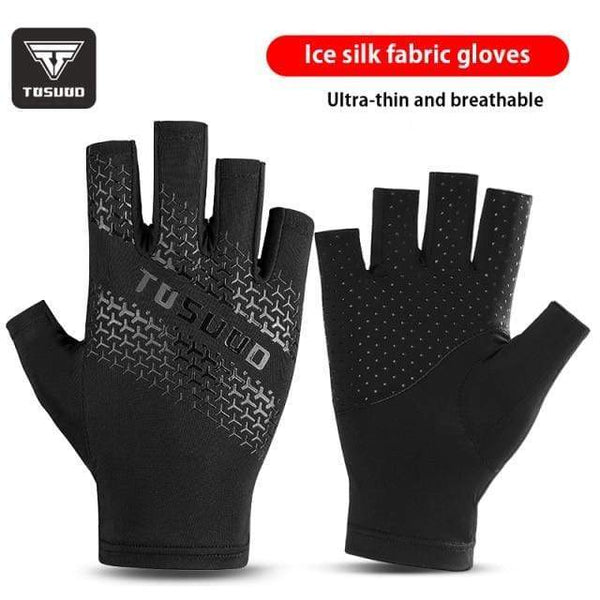 Planet Gates Ice silk / M Cycling Bike Half Finger Non-slip Gloves Shockproof Summer Breathable MTB Road Bicycle Gloves Men Women Cycling Equipment