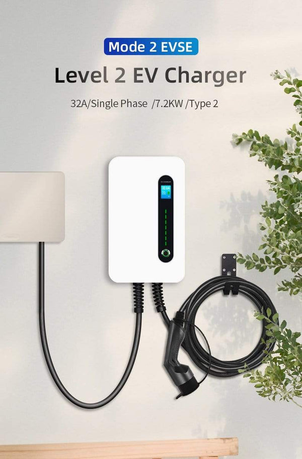 Planet Gates IEVISON 32A 1Phase EV Charger Wallmount Electric Vehicle Charging Station EVSE Wallbox with Type 2 Cable IEC 62196-2 White