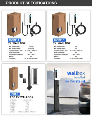 Planet Gates IEVISON 32A 1Phase EV Charger Wallmount Electric Vehicle Charging Station EVSE Wallbox with Type 2 Cable IEC 62196-2 White