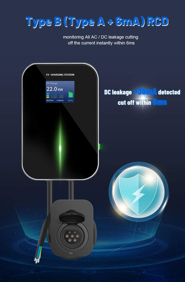 Planet Gates IEVISON 32A 3 Phase 22KW EV Charger Wallbox Electric Vehicle Charging Station Type 2 Socket IEC 62196-2 With Free Holder